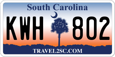 SC license plate KWH802