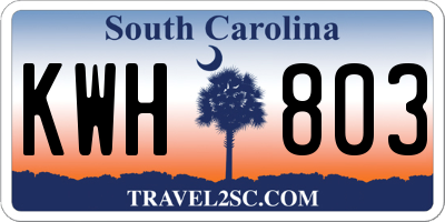 SC license plate KWH803
