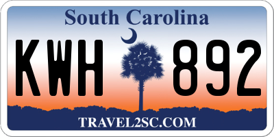 SC license plate KWH892
