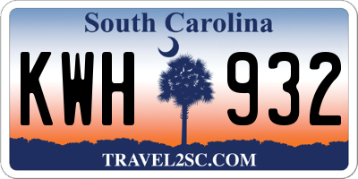 SC license plate KWH932