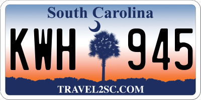 SC license plate KWH945