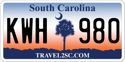 SC license plate KWH980