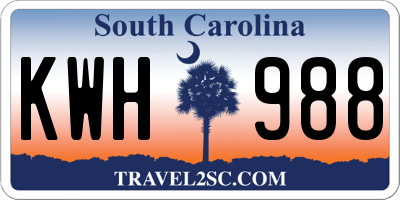 SC license plate KWH988