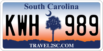 SC license plate KWH989
