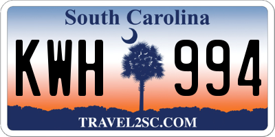 SC license plate KWH994