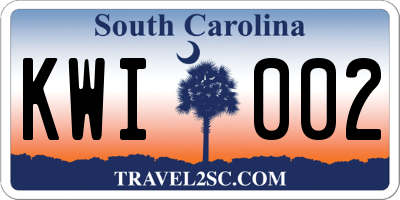 SC license plate KWI002