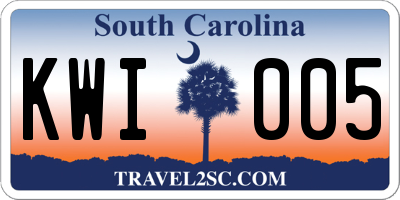 SC license plate KWI005