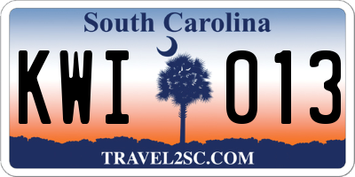 SC license plate KWI013