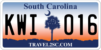 SC license plate KWI016