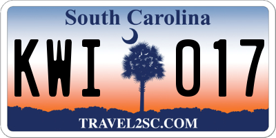 SC license plate KWI017