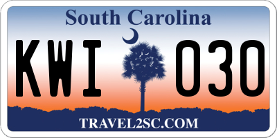 SC license plate KWI030