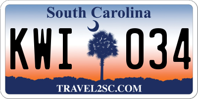 SC license plate KWI034