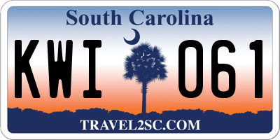SC license plate KWI061