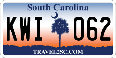 SC license plate KWI062