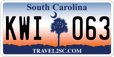 SC license plate KWI063
