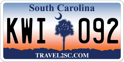 SC license plate KWI092