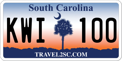 SC license plate KWI100