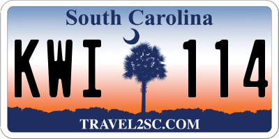 SC license plate KWI114