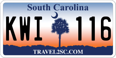 SC license plate KWI116
