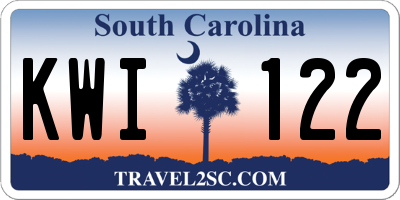 SC license plate KWI122