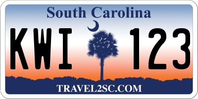 SC license plate KWI123