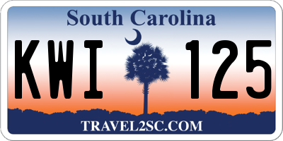 SC license plate KWI125