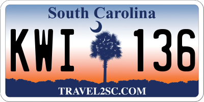 SC license plate KWI136