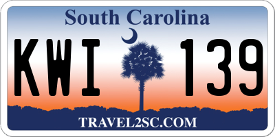 SC license plate KWI139