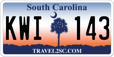 SC license plate KWI143