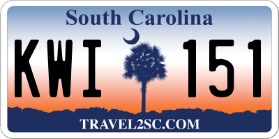 SC license plate KWI151