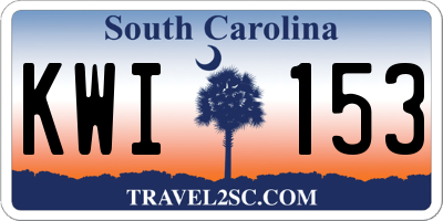 SC license plate KWI153