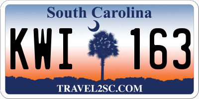 SC license plate KWI163