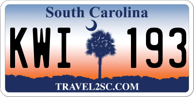 SC license plate KWI193