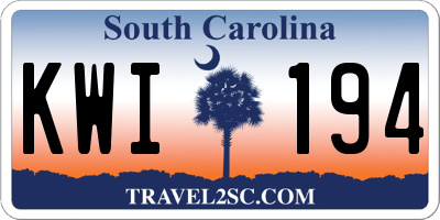 SC license plate KWI194