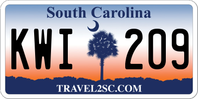 SC license plate KWI209