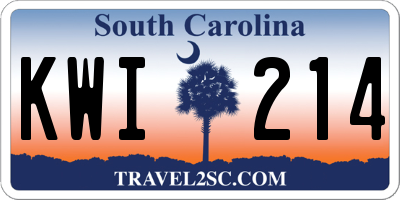 SC license plate KWI214