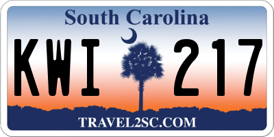 SC license plate KWI217