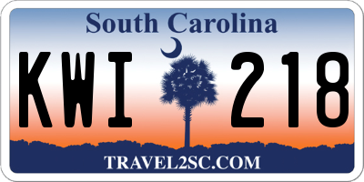SC license plate KWI218