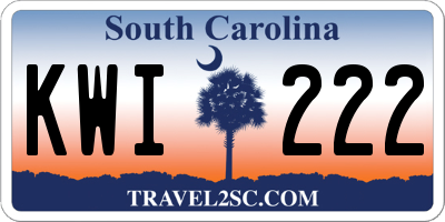 SC license plate KWI222