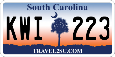 SC license plate KWI223