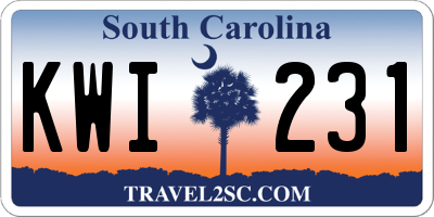 SC license plate KWI231