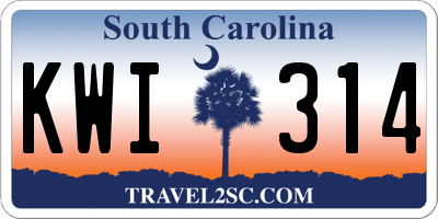 SC license plate KWI314