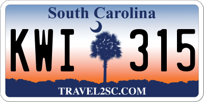 SC license plate KWI315