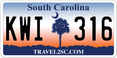 SC license plate KWI316