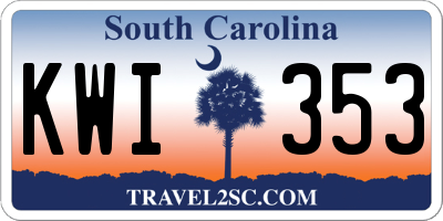 SC license plate KWI353