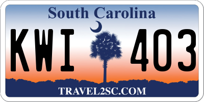SC license plate KWI403