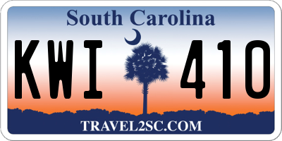 SC license plate KWI410