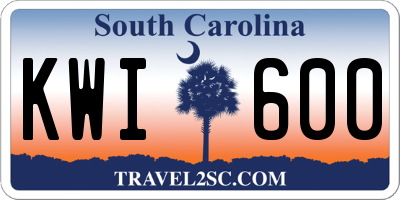 SC license plate KWI600