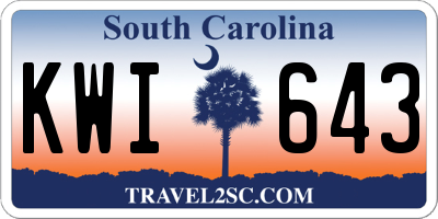 SC license plate KWI643