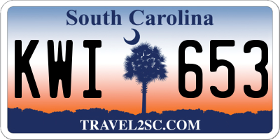 SC license plate KWI653